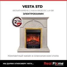 Электрокамин RealFlame Vesta WT-F715 с очагом Majestic Lux BR золотой без пульта ДУ