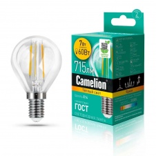 Лампа светодиодная Camelion E14 7W 3000K LED7-G45-FL/830/E14 13456