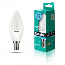 Лампа светодиодная Camelion E14 8W 4500K LED8-C35/845/E14 12386