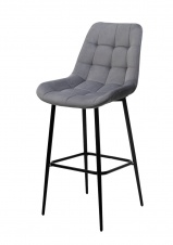 Барный стул ХОФМАН, цвет H-14 Серый, велюр / черный каркас М-City